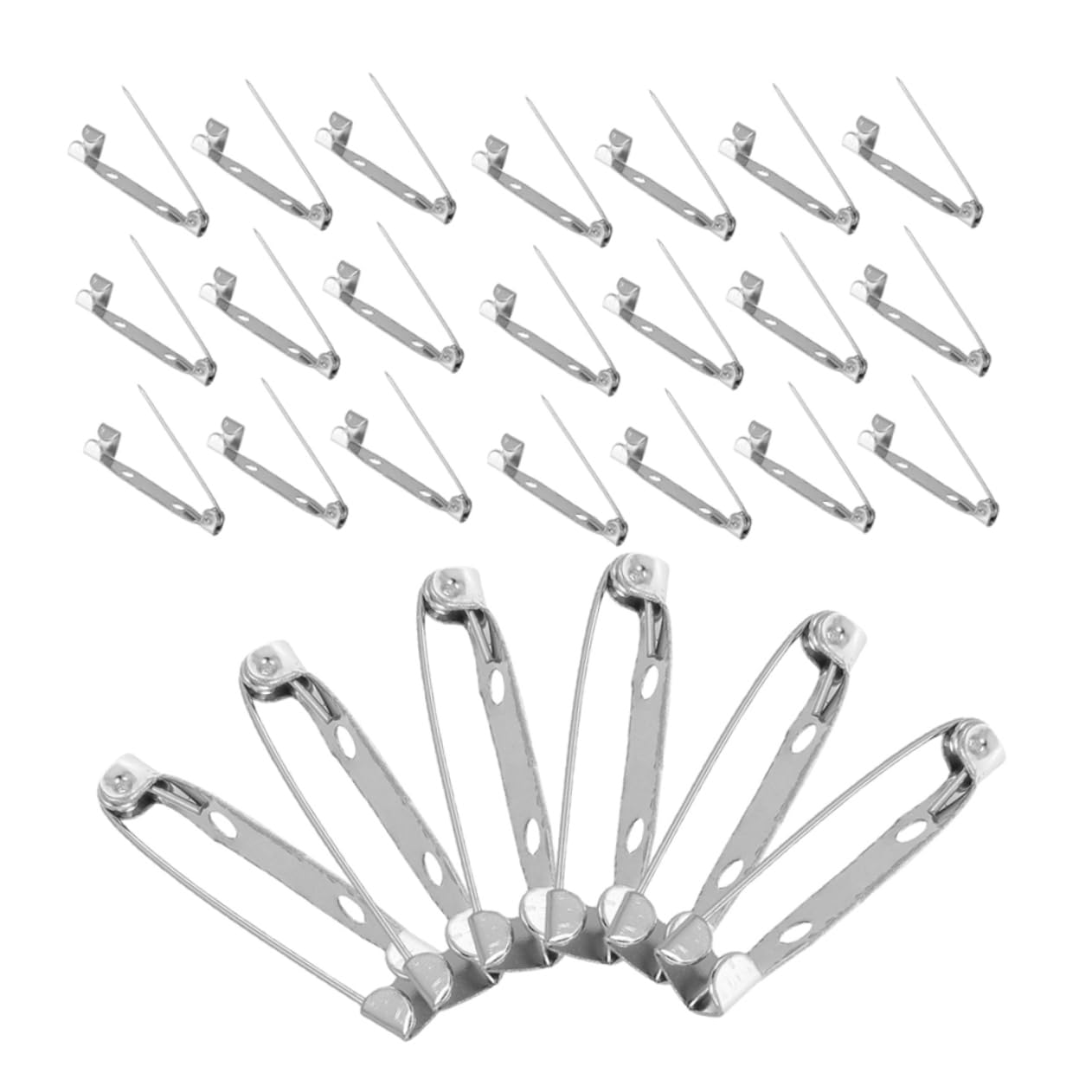 KALLORY Flat Back Safety Pins Secure Locking Backs 60pcs Silverplated Metal Pins for DIY Jewelry Making
