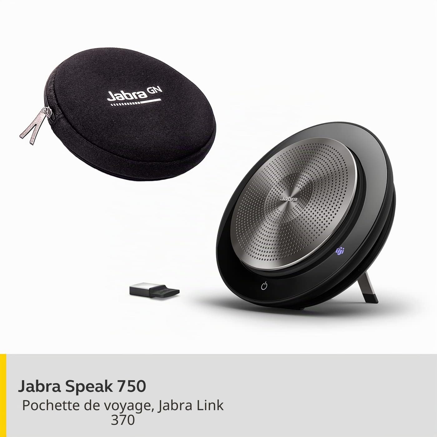 Jabra Speak 750 Haut-parleur de conférence portable certifié Communications unifiées avec adaptateur Bluetooth et USB Connexion avec ordinateurs portables, smartphones et tablettes