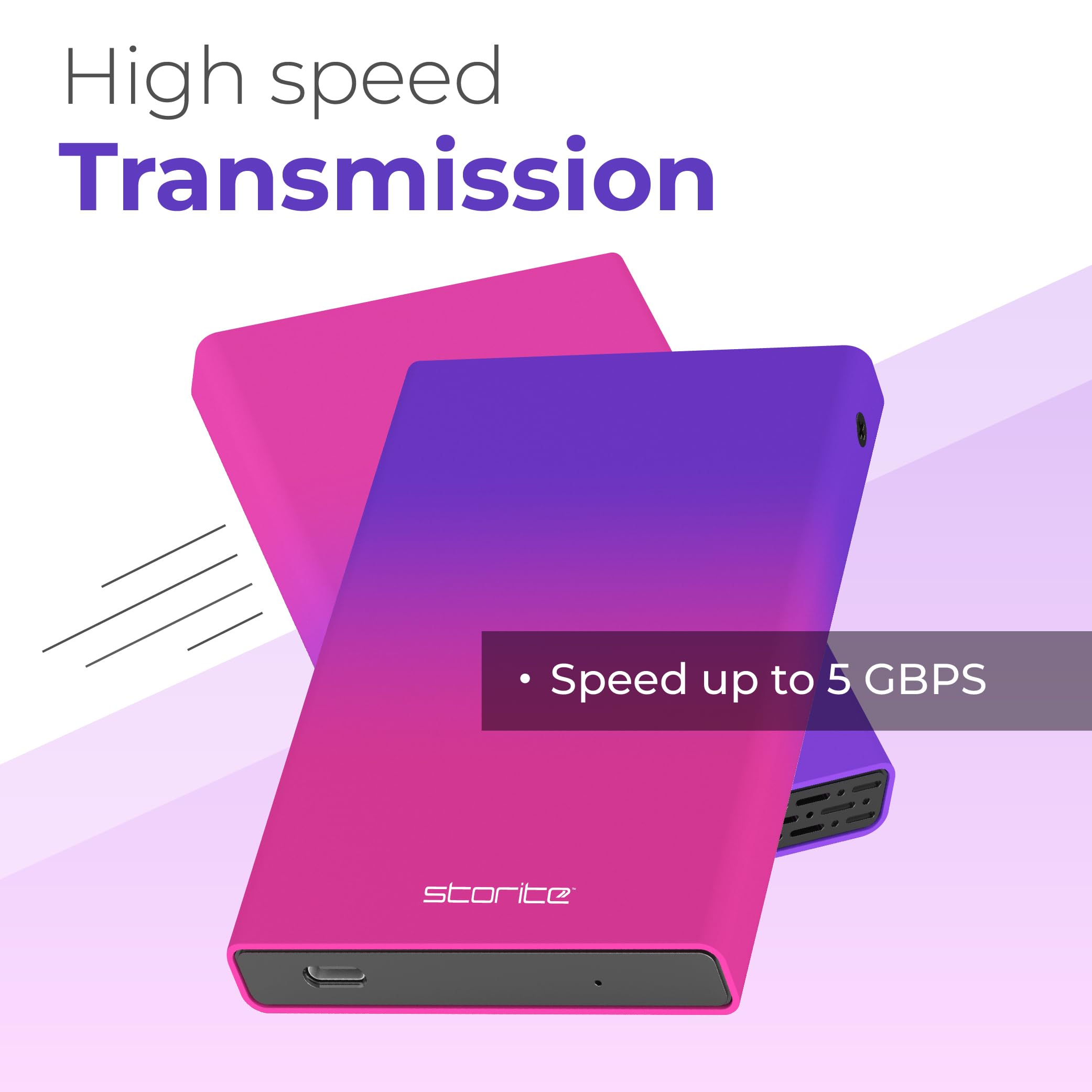 Storite Externe Festplatte 500 GB USB 3.0 – Tragbare Festplatte 2,5 Zoll, Plug & Play HDD mit LED-Anzeige, Kompatibel mit PS5, PC, Mac, Laptop, Spielekonsole – Mehrfarbiges Speicherlaufwerk