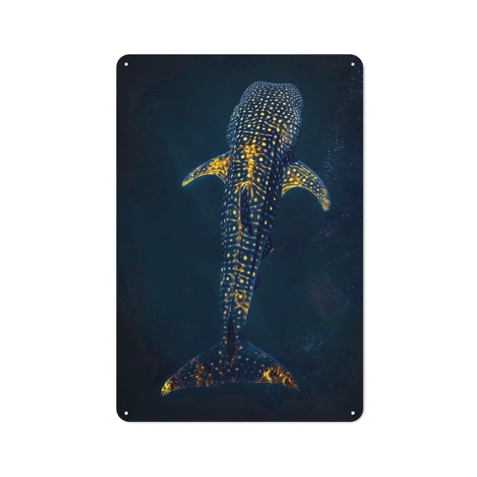 Junmoney Style-14 Retro Metal Wall Sign 30X20cm Featuring Whale Shark Underwater For Garage Wall, For Garage, Workshop And Man Cave Decoration