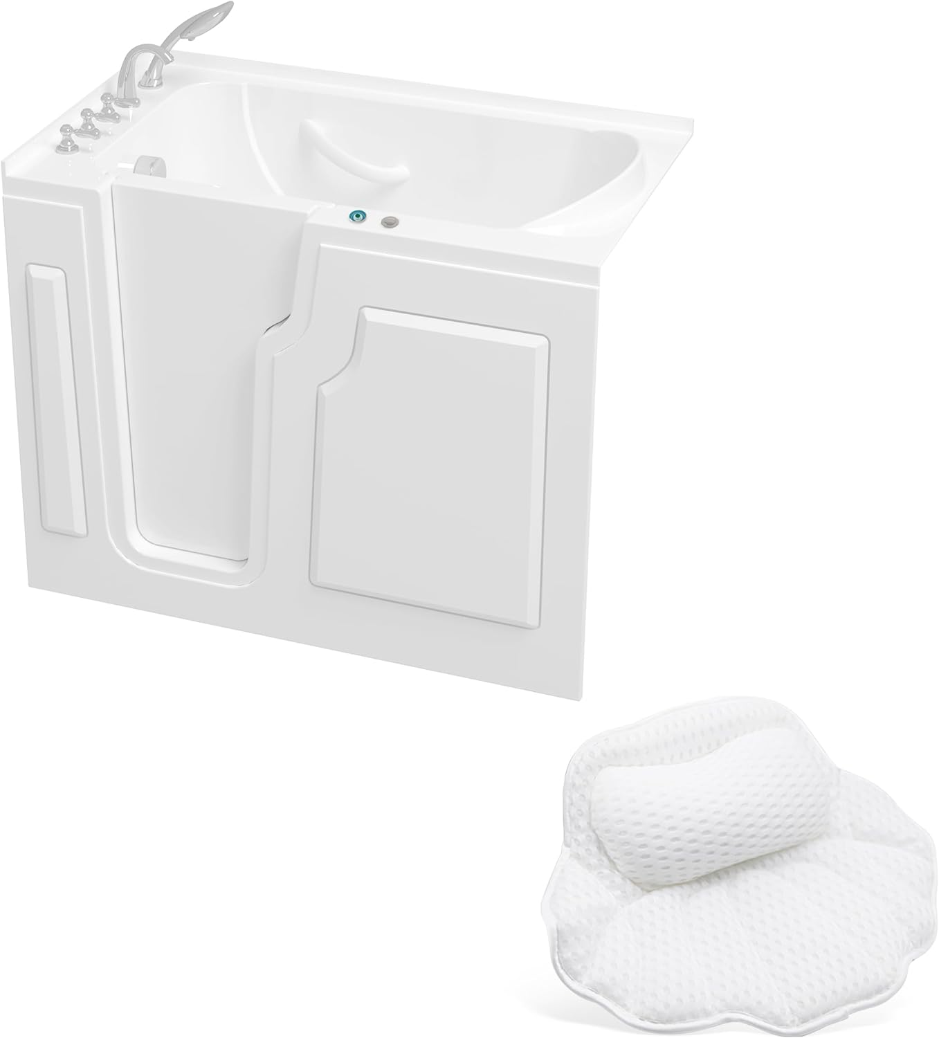 FerdY Floridian 55" x 33" Walk-in Whirlpool Bathtub with 16 Air SPA Jets and Left-Side Door Opening and Quick Fill and Drain System& Bath Pillow for Bathtub,Thick Tub Pillows, Ergonomic Support - Image 1 of 9