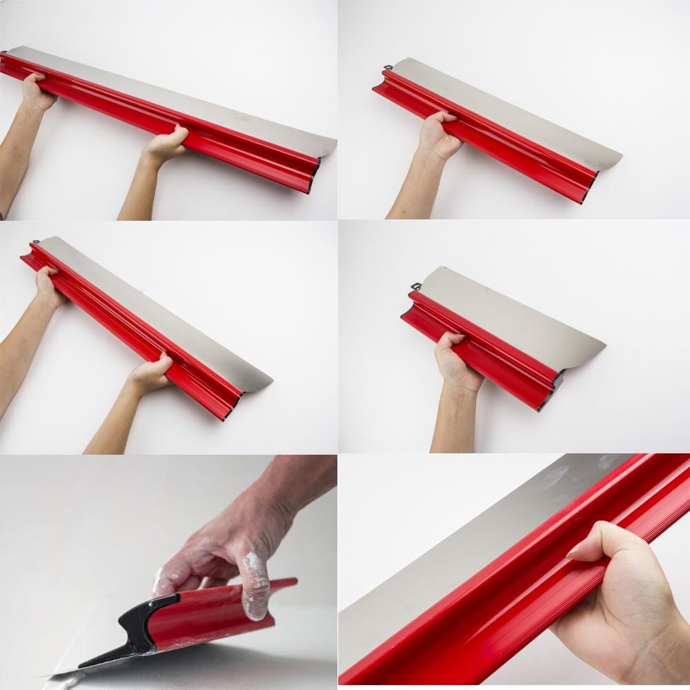 Spatule Enduit Lissage, Lame à Lisser en Acier Inoxydable avec Poignée d'extension, Lame de Spatule pour Enduire les Murs et les Plafonds (25 cm + 40 cm + 60 cm + 80 cm)