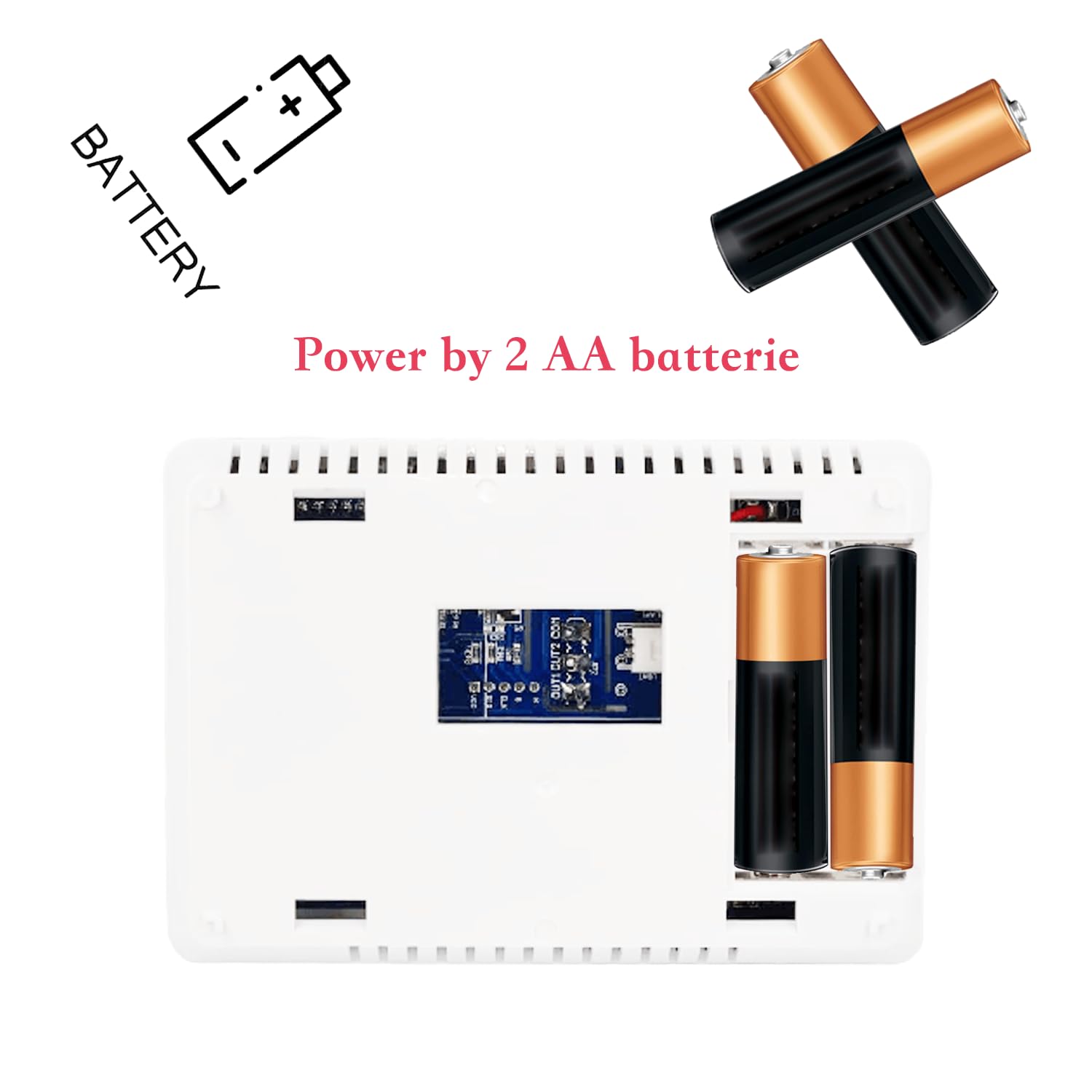 Termostato Digital de Batería para Caldera de Gas de 2 Hilos, Cronotermostato de Pared Programable, Pantalla LCD, Fácil Instalación (Baterías No Incluidas, SIN WiFi)