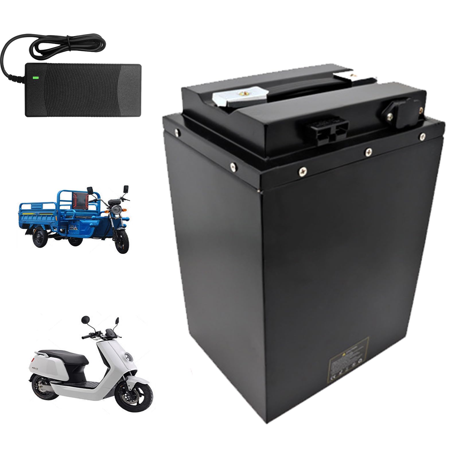 48 V 60 V 72 V 20 Ah 32 Ah 40 Ah 60 Ah Motorradbatterie 48 V 60 V 72 V Lithium-Li-Ionen-Akku mit Ladegerät für 0–4500 W Moped-Dreirad-Rollermotor