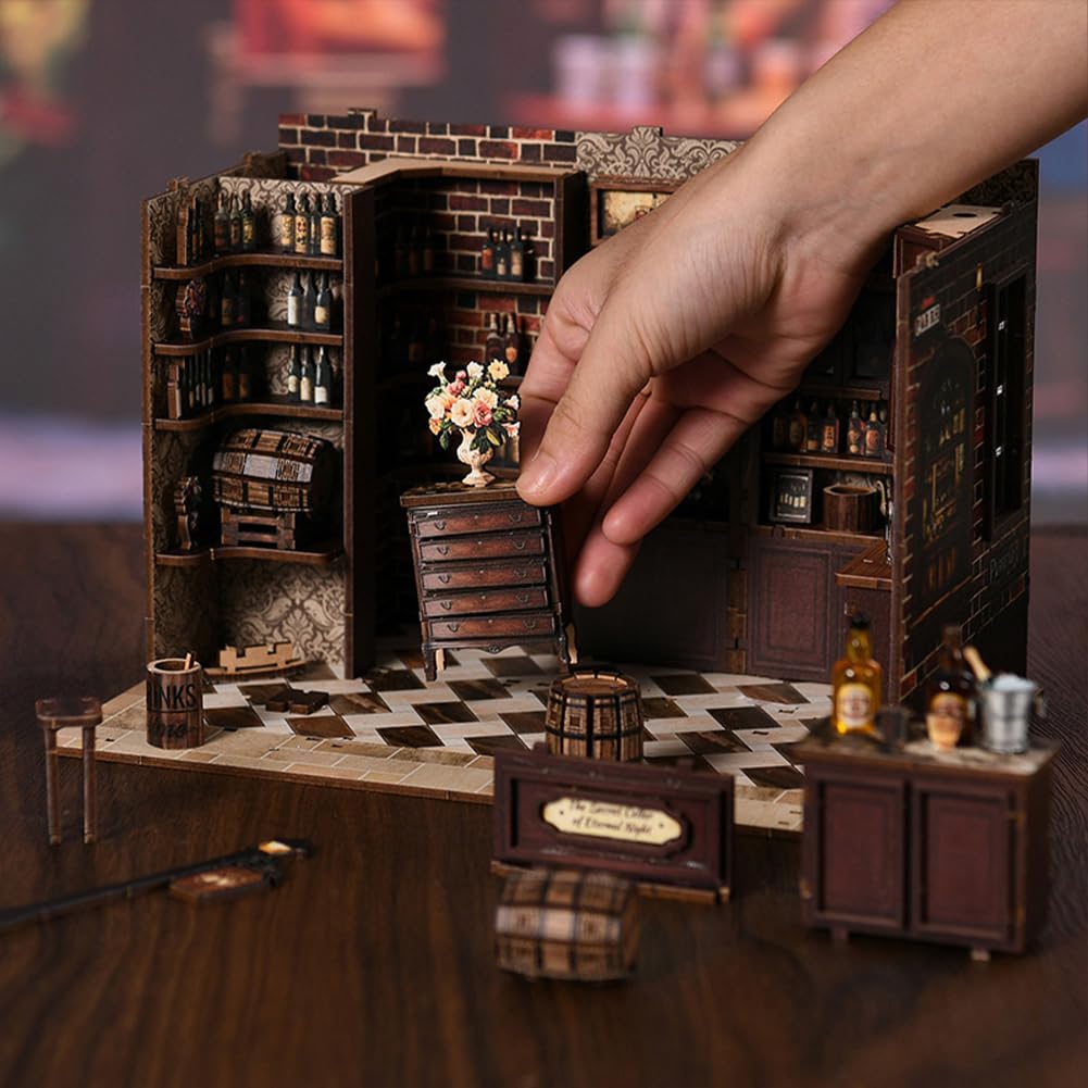 Kit fai da te in miniatura per casa delle bambole in miniatura con luce a LED, kit fai da te per casa delle bambole in legno, regali per lettori adulti adolescenti principianti