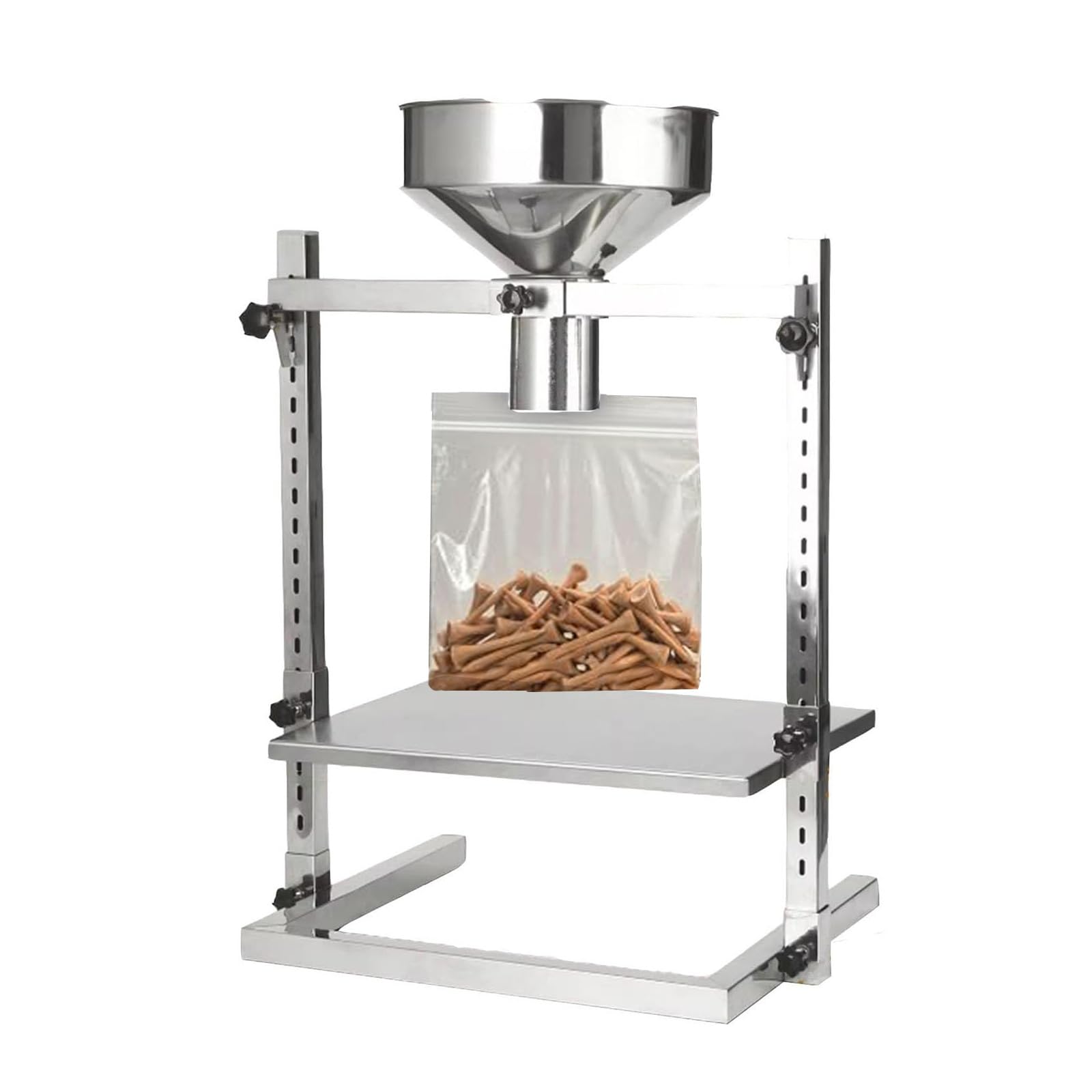 Einfülltrichter aus Edelstahl, robuster Verpackungstrichter in Lebensmittelqualität, mit Stützständer, höhenverstellbar, Dosiertrichter für Pulver, Pasten und Flüssigkeiten(6cm)