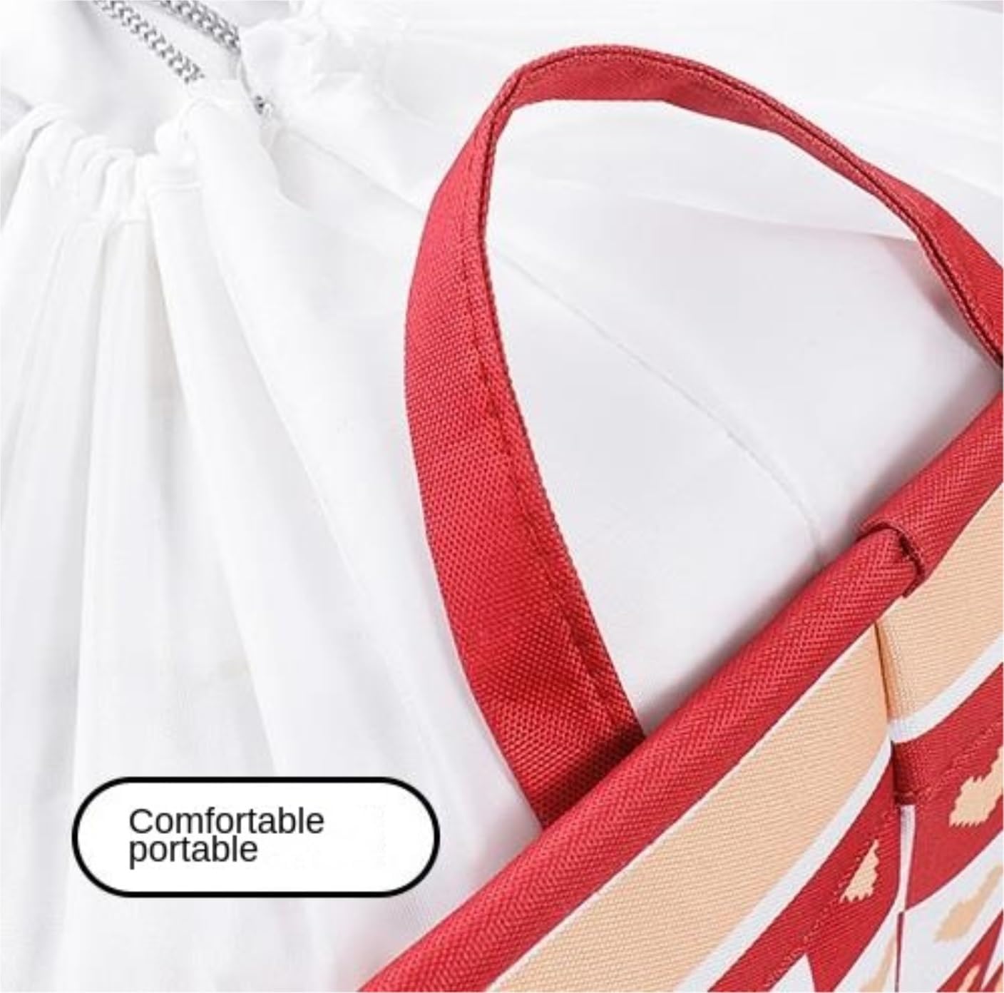 Storage Bins Clothes Storage Bag Portable Storage Box with Handle for Closets Blanket and Under Beds Storage Container(Red,35 * 25 * 20cm)