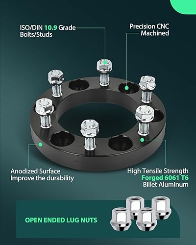 Miniatura 3 de SCITOO 4 espaciadores de rueda de 1 pulgada, 6 x 5.5 de diámetro de 4.252 in, pernos de 12 x 1.5 y 6 lengüetas, adaptadores para Toyota para Tacoma