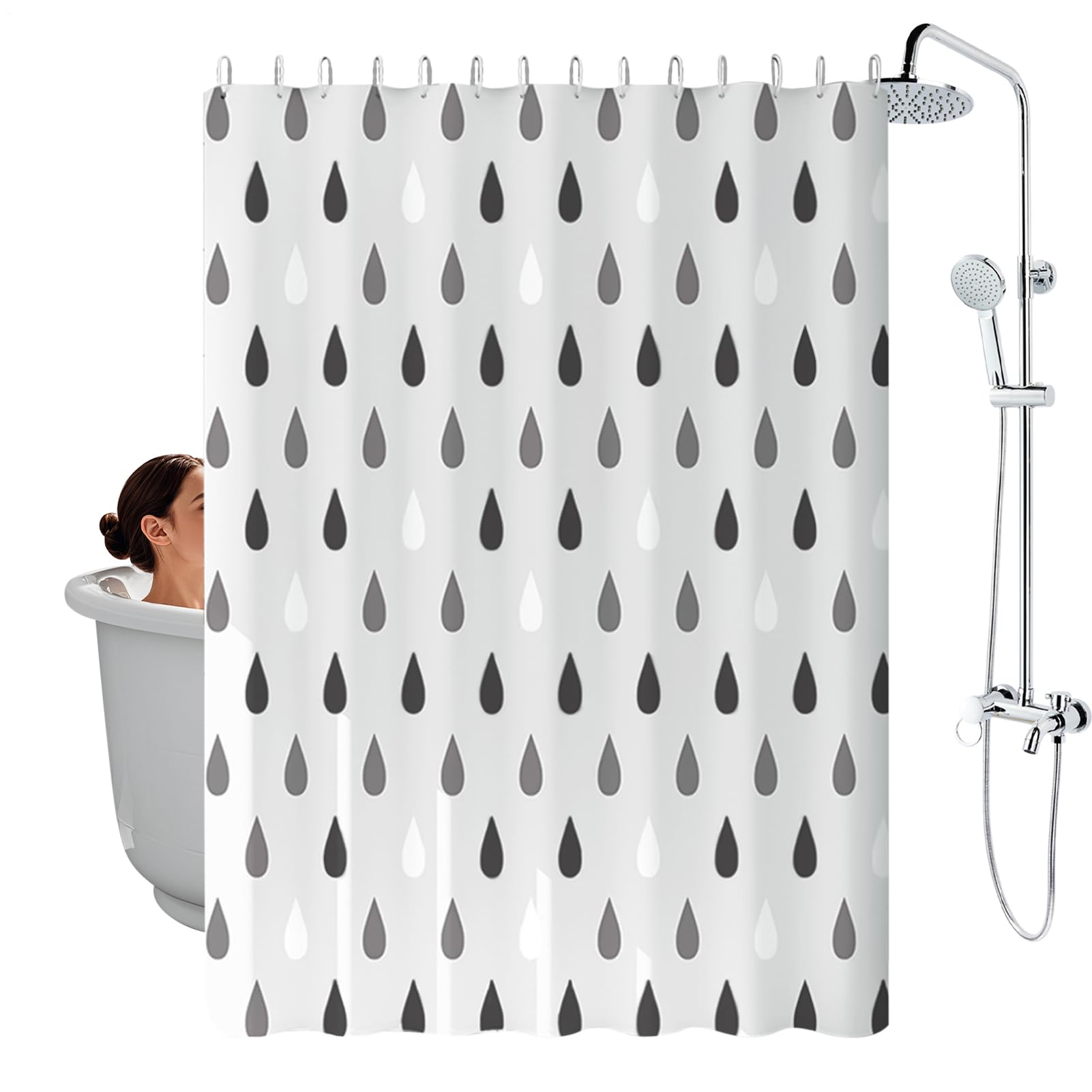 Doublure de rideau de douche anti-éclaboussures en tissu imperméable pour salle de bain