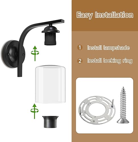 Miniatura 6 de CANMEIJIA Aplique de pared 1 luz, moderno accesorio de iluminación de pared, luces de tocador de baño con lámpara de pared negra mate para