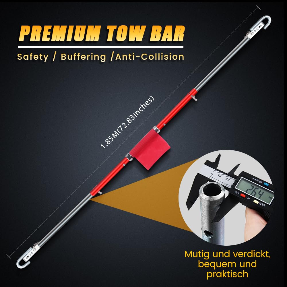 Anbull Barra di Traino Auto Zincata 3pz, con ammortizzatore a molla, lunghezza di traino 185 cm, portata massima: 3000 kg