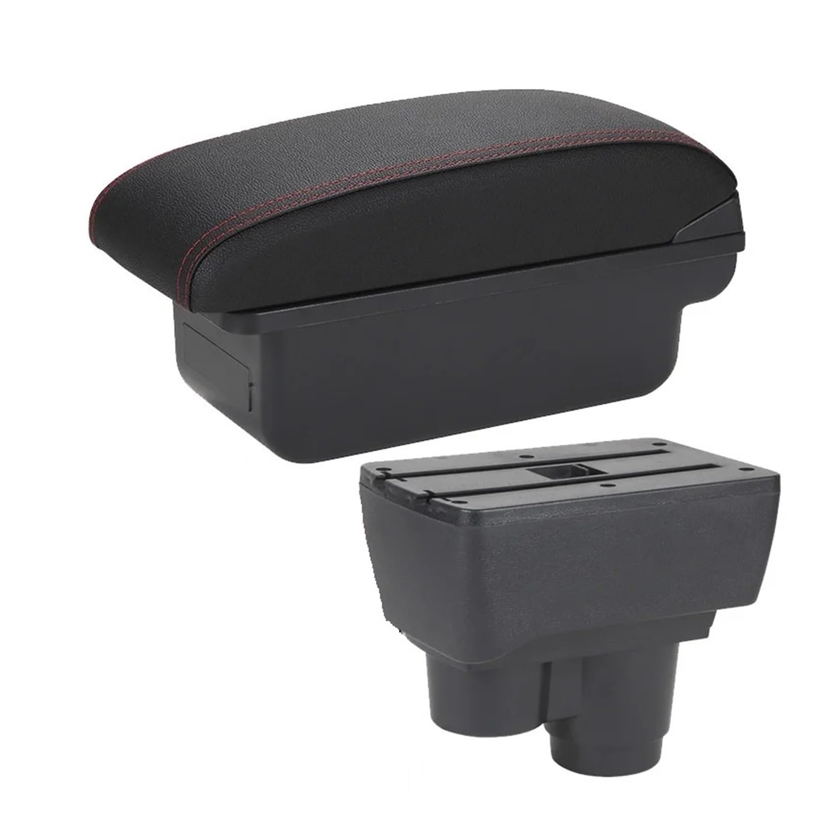 Hguvsjd Armrest Box For Dacia For Duster 2019 2020 2021 2022 2023 2024 Center Console Armrest Storage Box Decoration Accessories Car Armrests(C Black red NO USB)