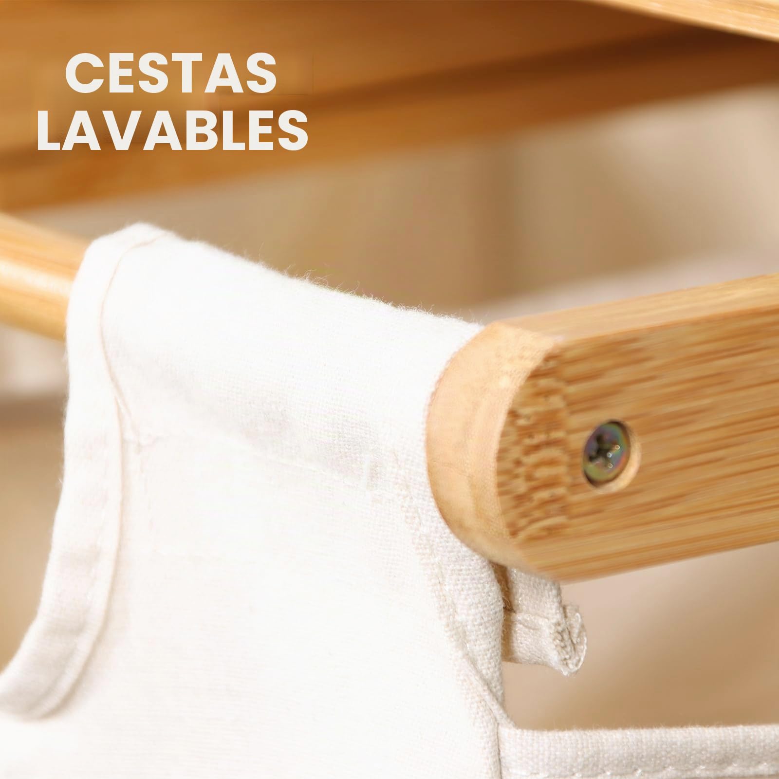Floordirekt Cesto de bambú para la colada con 2 compartimentos, para la ropa sucia, de madera, con gran cesta para la colada (Dakota) (64 x 33 x 73 cm)