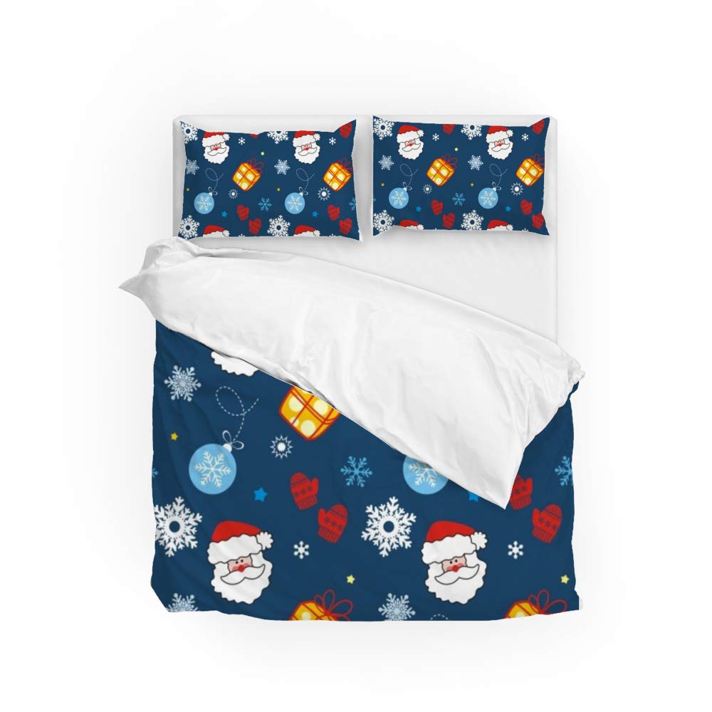 Parure de lit Père Noël avec housse de couette microfibre et taies d'oreiller