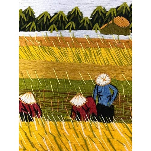 ベトナム刺繍　刺繍絵　絵画　川辺 ベトナム刺繍 刺繍絵 絵画 川辺