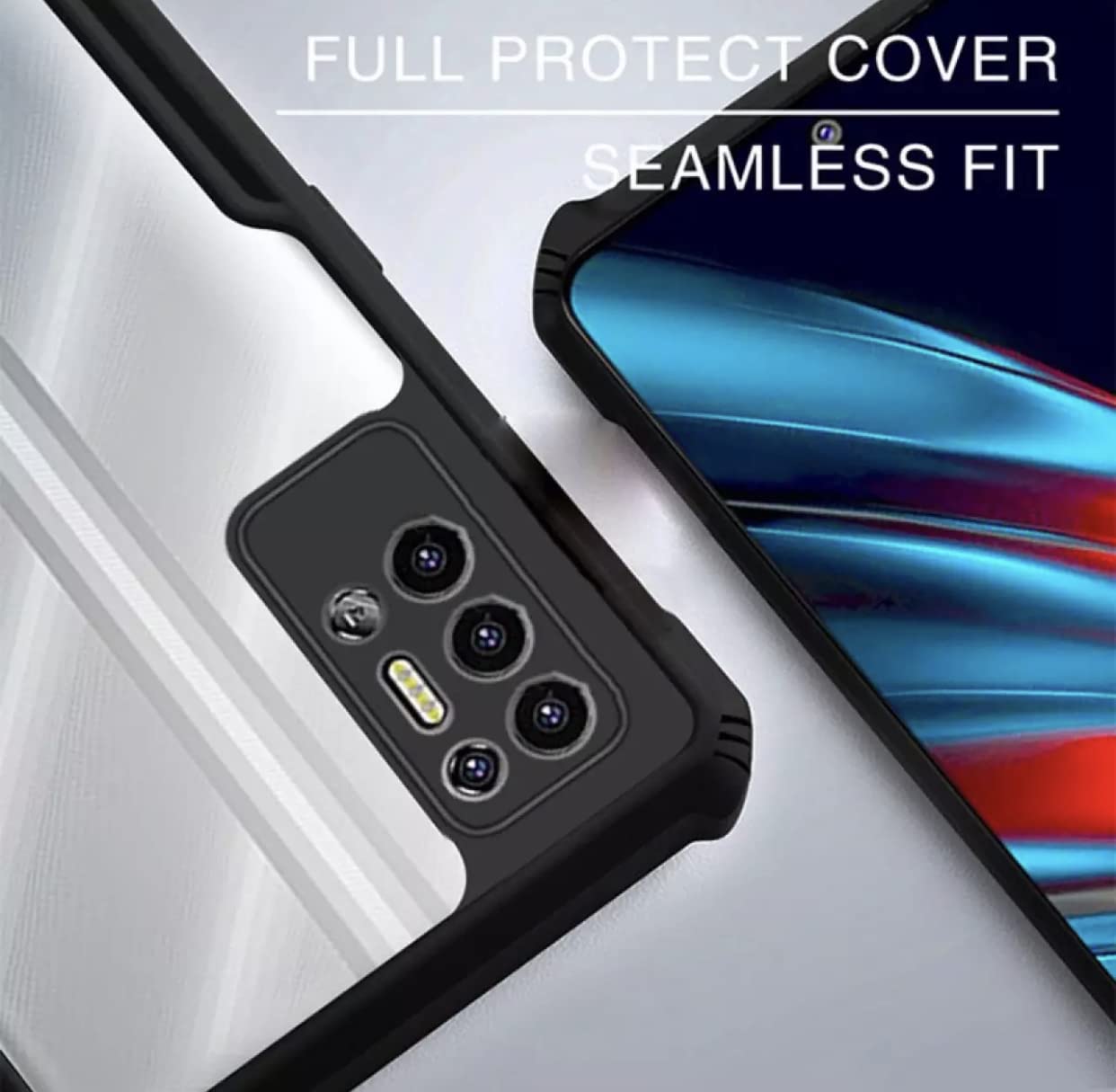 REALCASE Tecno Pova 2 Back Cover Shockproof Bumper Crystal Clear | 360 Degree Protection TPU+PC | Camera Protection | Acrylic Transparent Eagle Cover Case for Tecno Pova 2 (X Black) 4