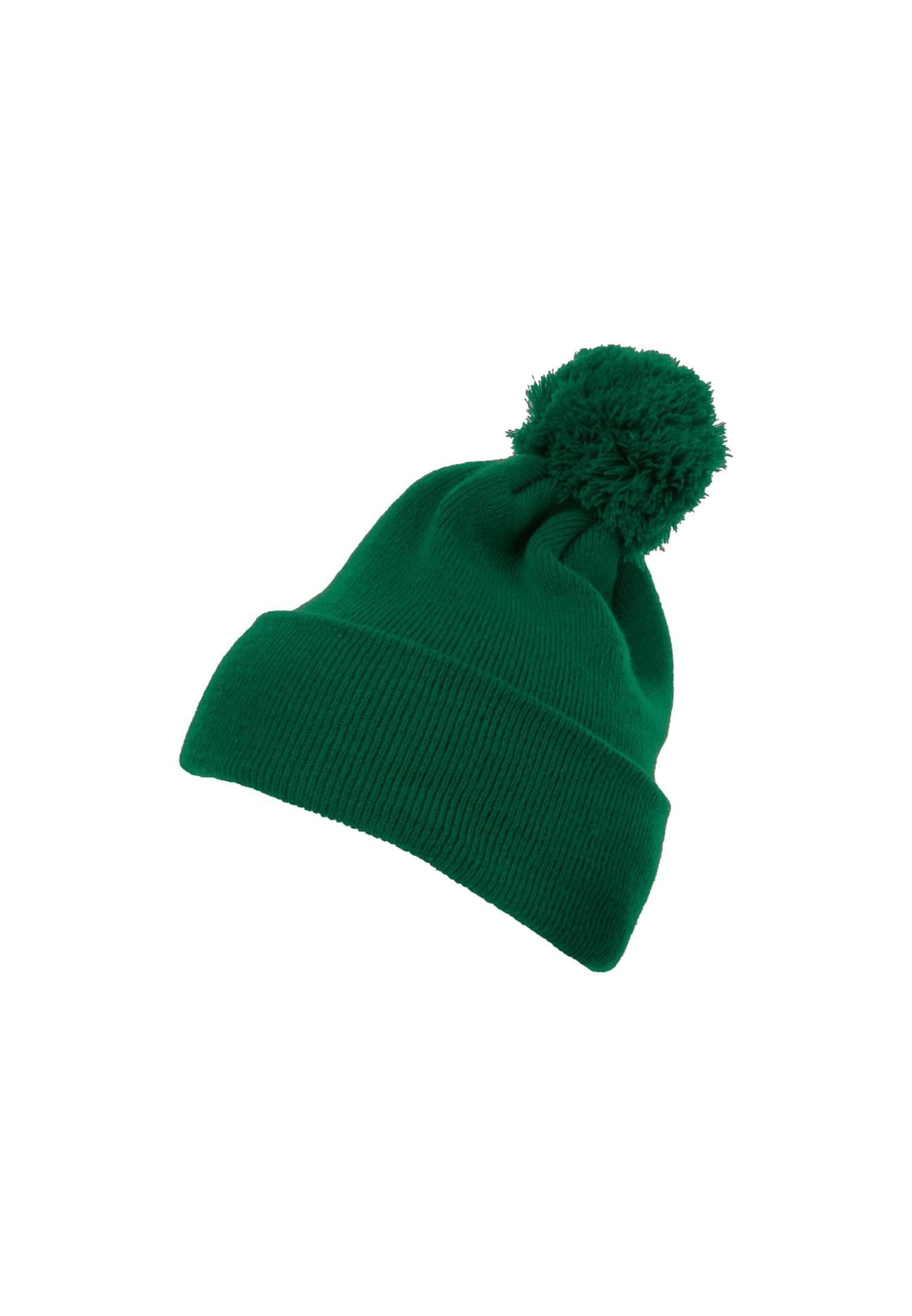 Flexfit Pom Knit Beanie Cuffed Bommelmütze Spruce, One Size
