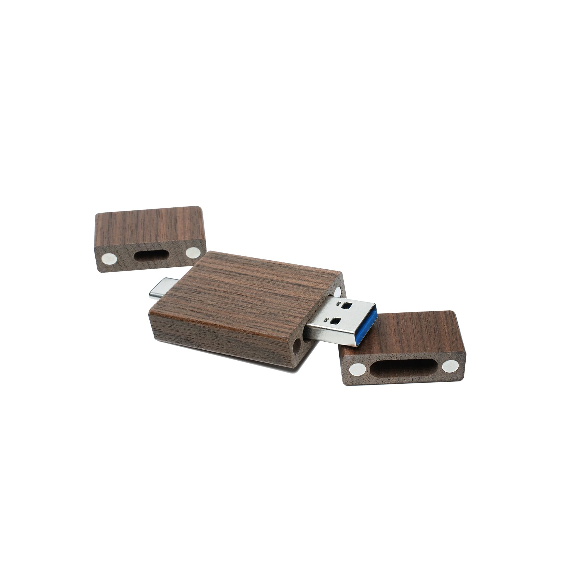 Confezione da 5 chiavette USB C da 8 GB, chiavetta USB 3.0 ad alta velocità, doppia OTG, in legno di noce, per TV, auto, smartphone, PC, laptop