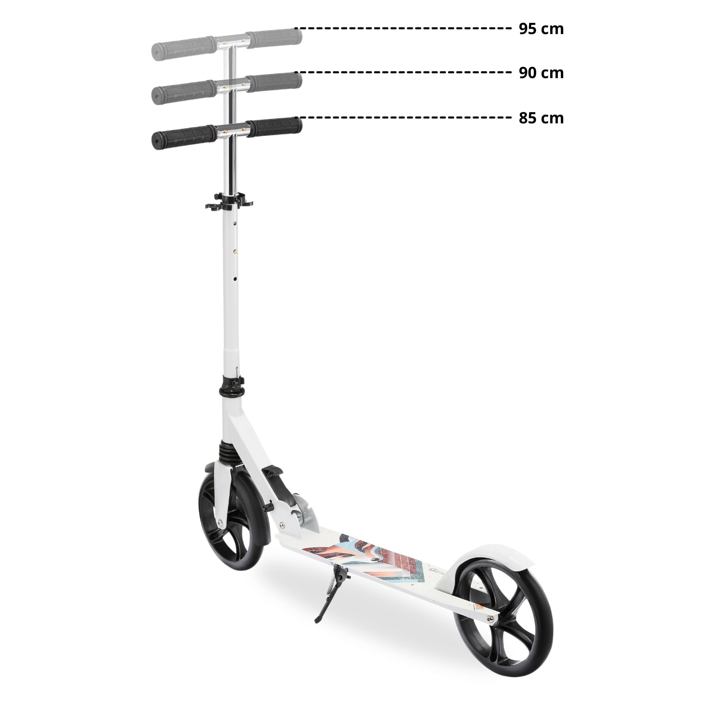 HyperMotion Hulajnoga Dwukołowa dla Młodzieży i Dorosłych, z Amortyzatorem, do 100kg, Regulowana Kierownica 85-95 cm, Antypoślizgowy Deck, Stabilna, Łożyska ABEC-7, Składana, Zimowy Lis