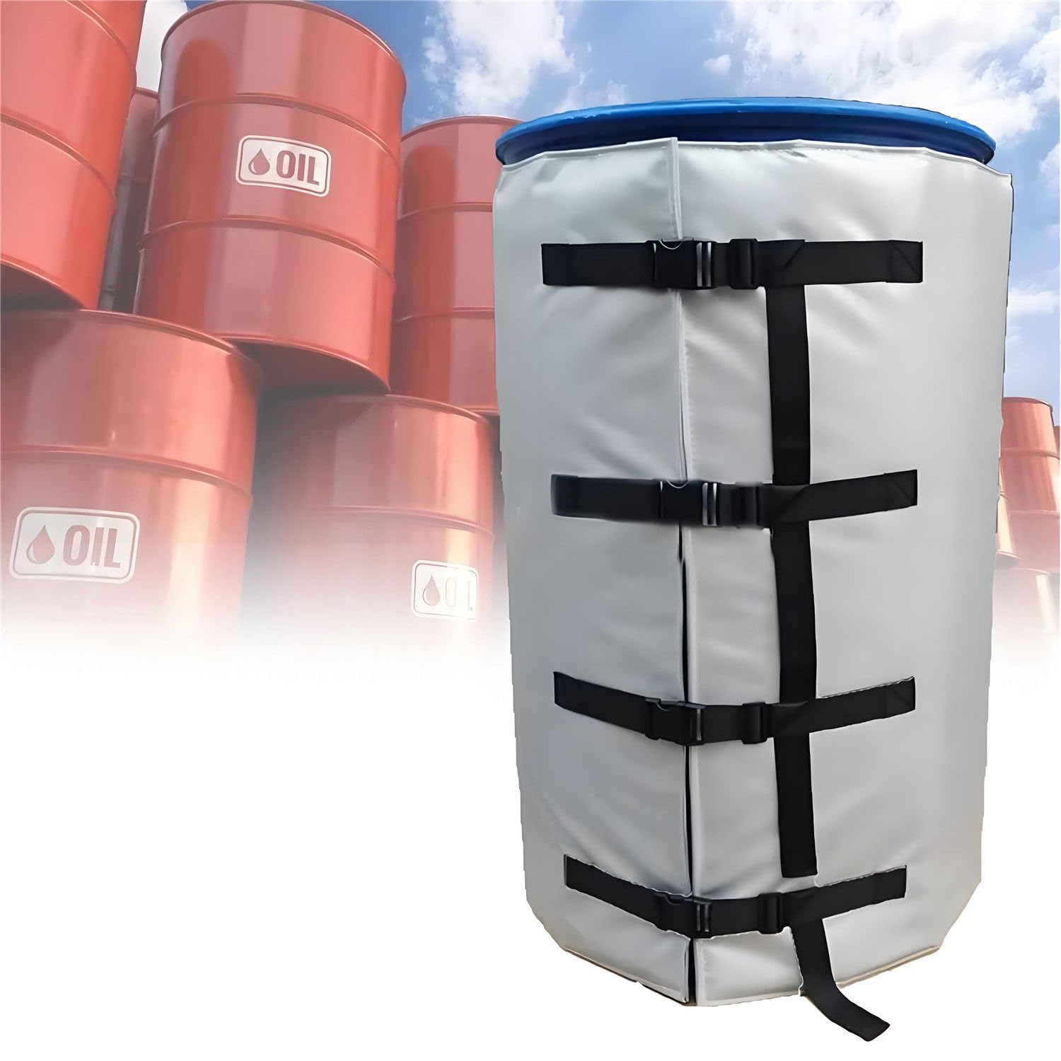 MRVAKDYDI Oil Barrel Heating Blanket, IBC Ton Barrel Heater With Waterproof Adjustable 0-150C For 200L/1000L Grey/Black(Grey,150℃200L)