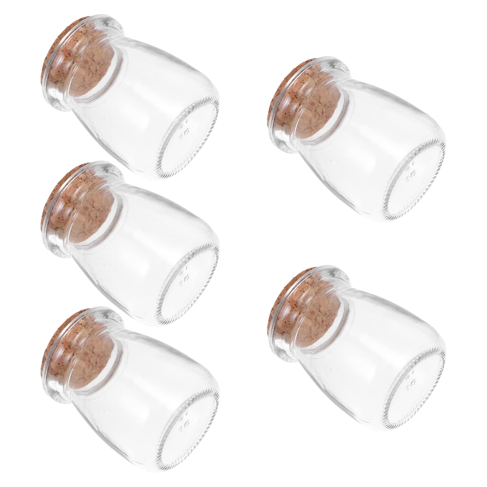 FOMIYES Mini Glass Bottles Cork Tops: 5pcs Tiny Glass Jars Glass Wish Bottle for Camping Project Arts Crafts Island Message Wedding Wish