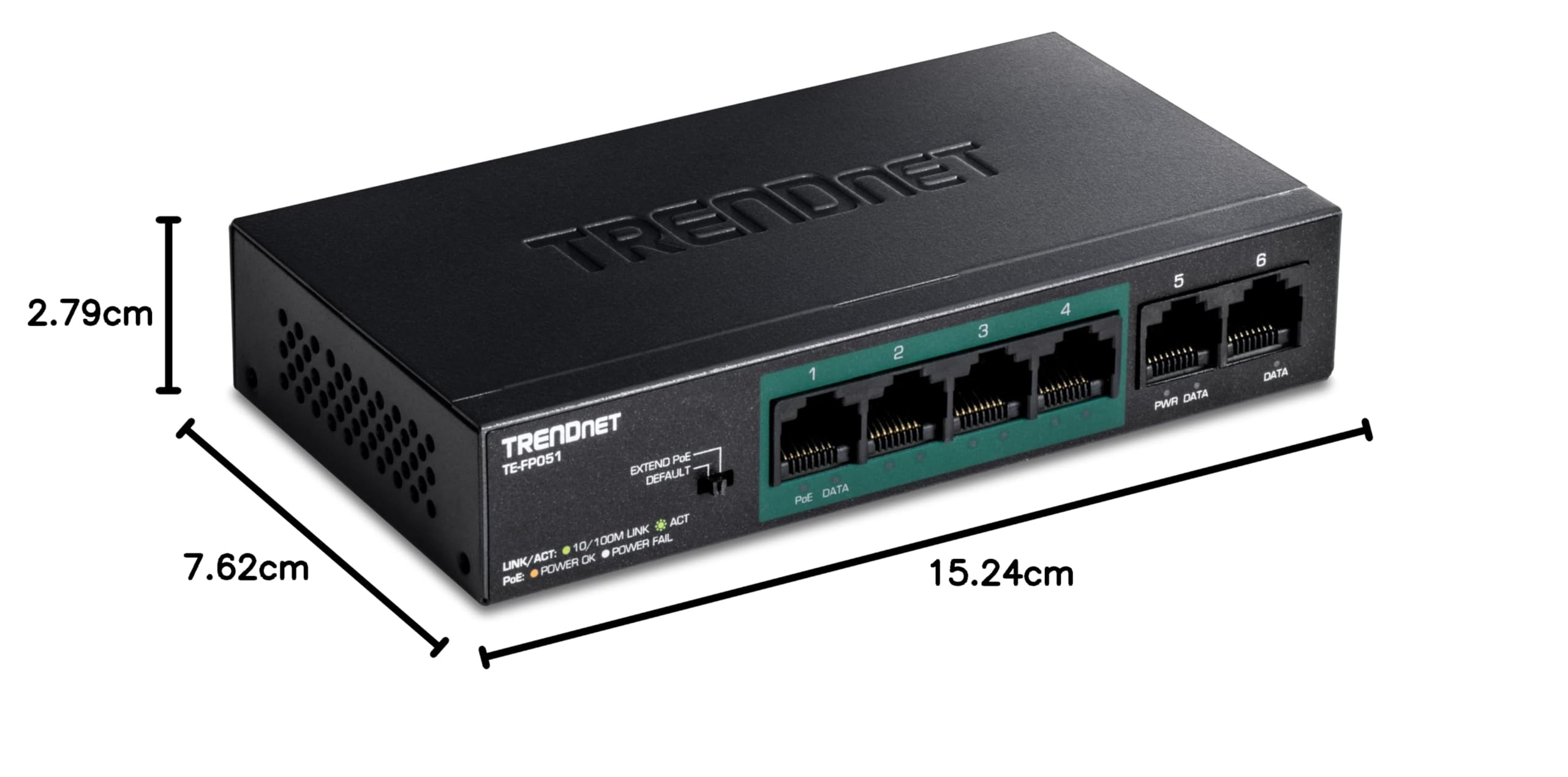TRENDnet, TE-FP051, Switch PoE+ Fast Ethernet Non administrable Longue portée à 6 Ports