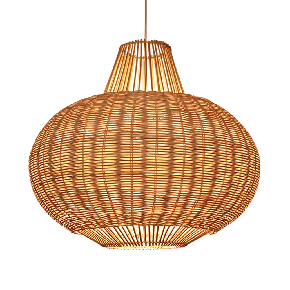 LYMSXAZOU Woven Rattan Chandelier Natural Bamboo Lampshade Weave Basket Wicker Pendant Light Decor Ceiling Handmade Restaurant Hanging For Bar,Dining Room,Teahouse,E27 Base