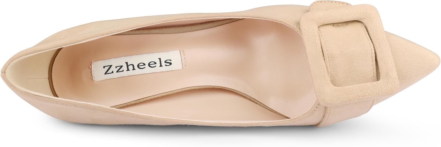 Zzheels Women's Closed Pointed Toe Pumps Kitten Heels Office Wedding Party Shoes - Image 4