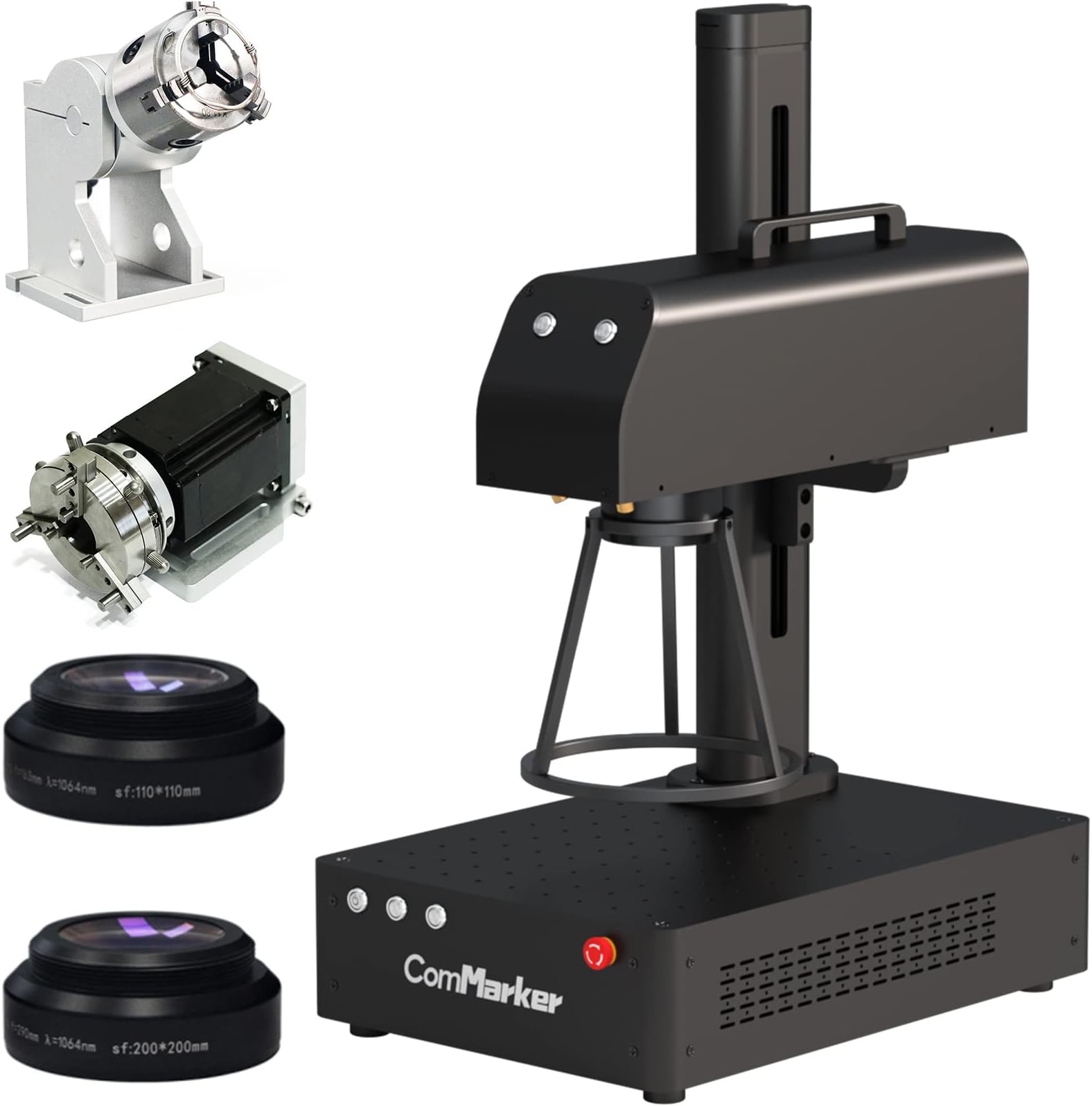 ComMarker B4 50W Fiber Laser Engraver with 2 Rotary,LightBurn Compatible Laser Engraving Machine with 2 different size lens,Fiber Laser Marking Machine for Jewelry,Sliver,Gold,Tumblers