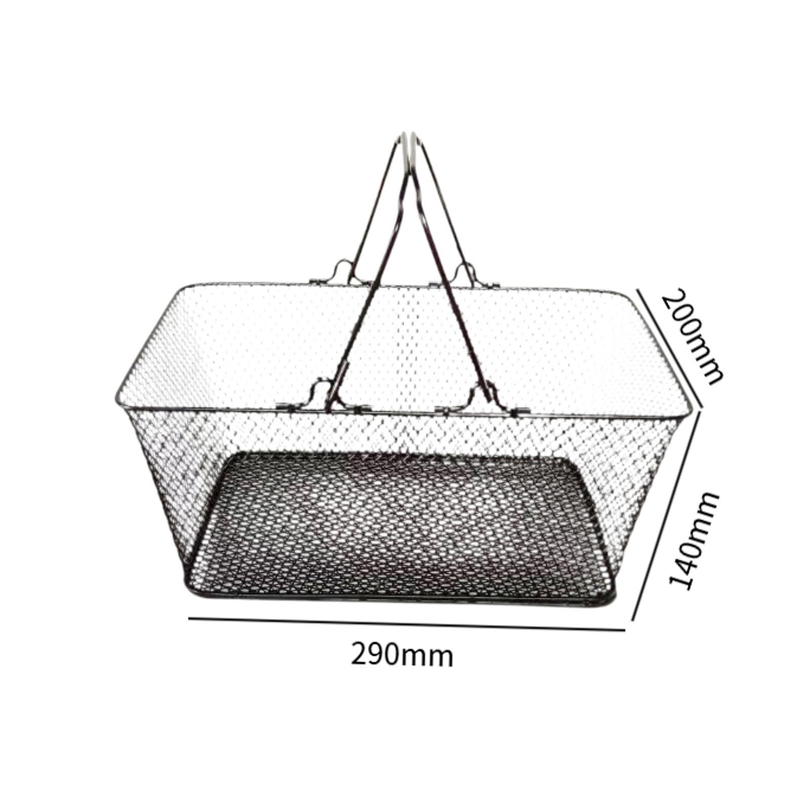 Cesta de Compras Elaborada en Hierro Robusto Canasta Grande de Mano de Malla Duradera Recipiente Multifuncional para Almacenamiento Y Decoración, Negro, Individual