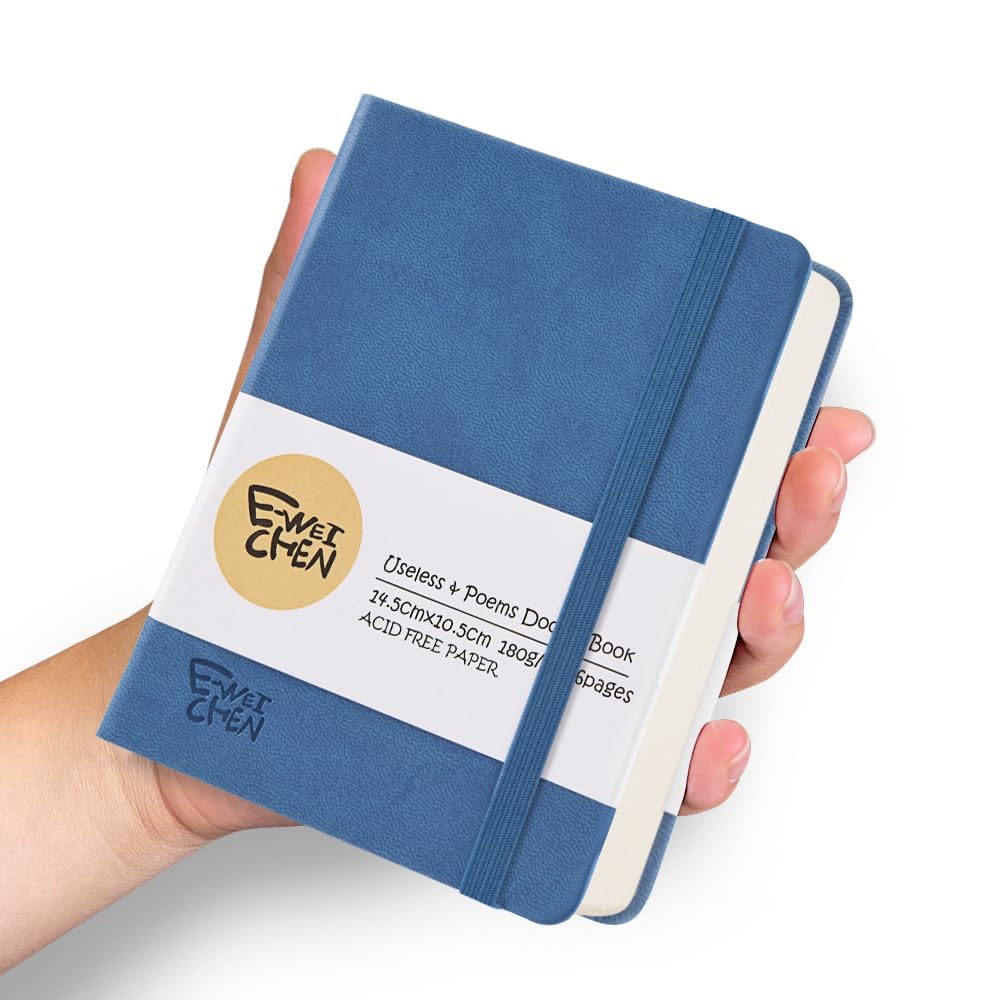 5.7x4.1in Hardcover Blank Sketchbook for Drawing 180gsm 96Pages,Dark Blue