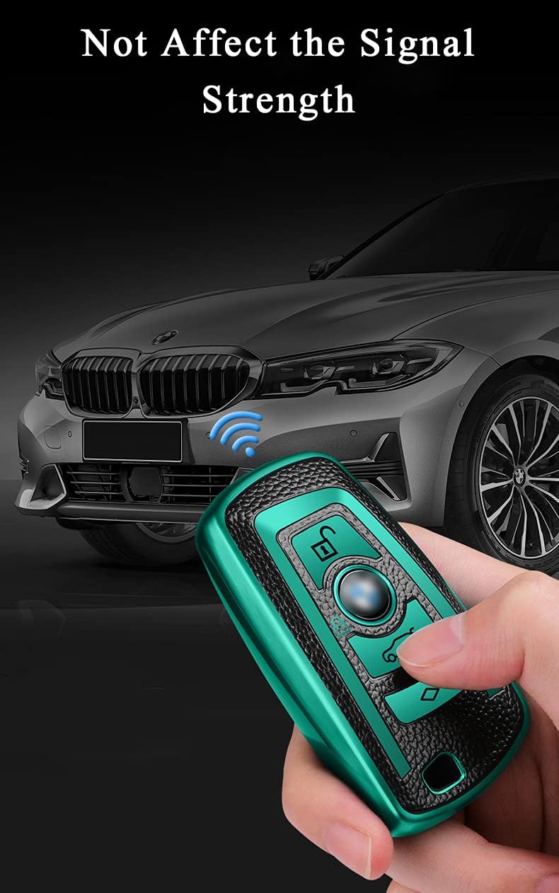 SANRILY Smart Key Fob Cover Case for BMW 3 4 5 6 7 Series Keyless Entry Remote Keychain Holder Full Protection Key Shell Red