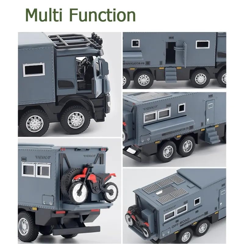Image of Scale Exclusive Alloy Metal Pull Back | Die-cast Car Model with Sound Light Mini Auto Toy for Kids Metal Model Toy Car with Sound and Light (1.32 Scale Offroad MOTORHOMES-Blue)