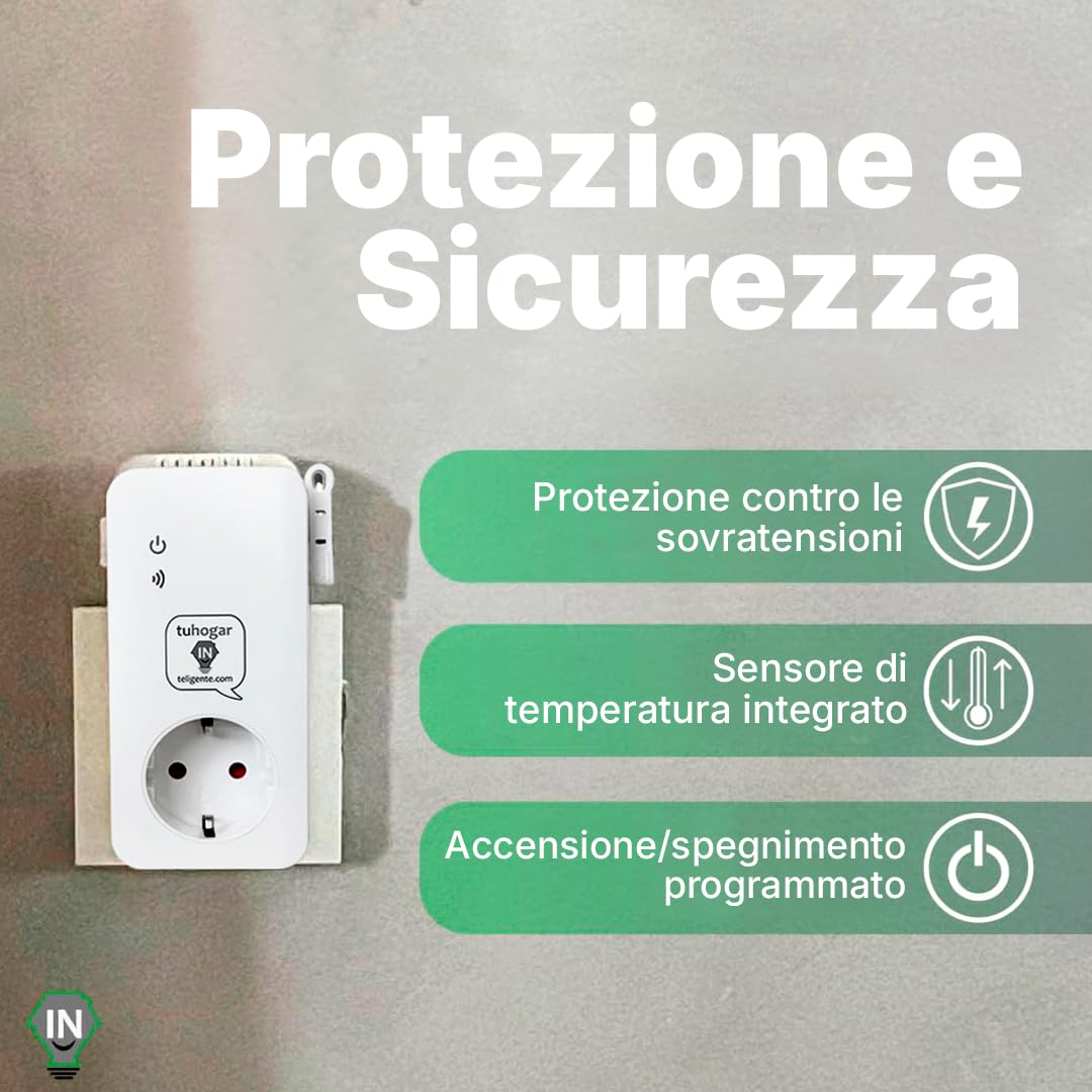 Presa Intelligente senza Internet/WiFi | Richiede Scheda SIM GSM/4G | Con Sensore di Temperatura e Controllo Remoto via SMS, Chiamata o APP | Notifica Istantanea di Interruzione