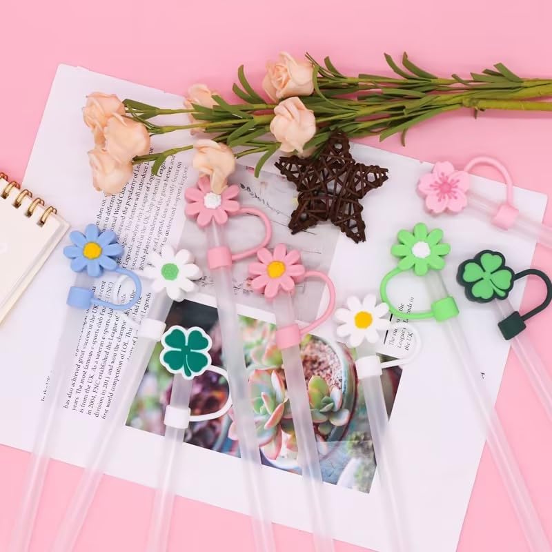 Diamonds Straw Cover for Stanley 40&30 Oz Cup, 10mm Silicone Straw Covers Cap for Stanley Cup Accessories, Cute Straw Topper for Tumblers, Straw Cap Stopper for Reusable Straws (Clear and pink) - Image 4