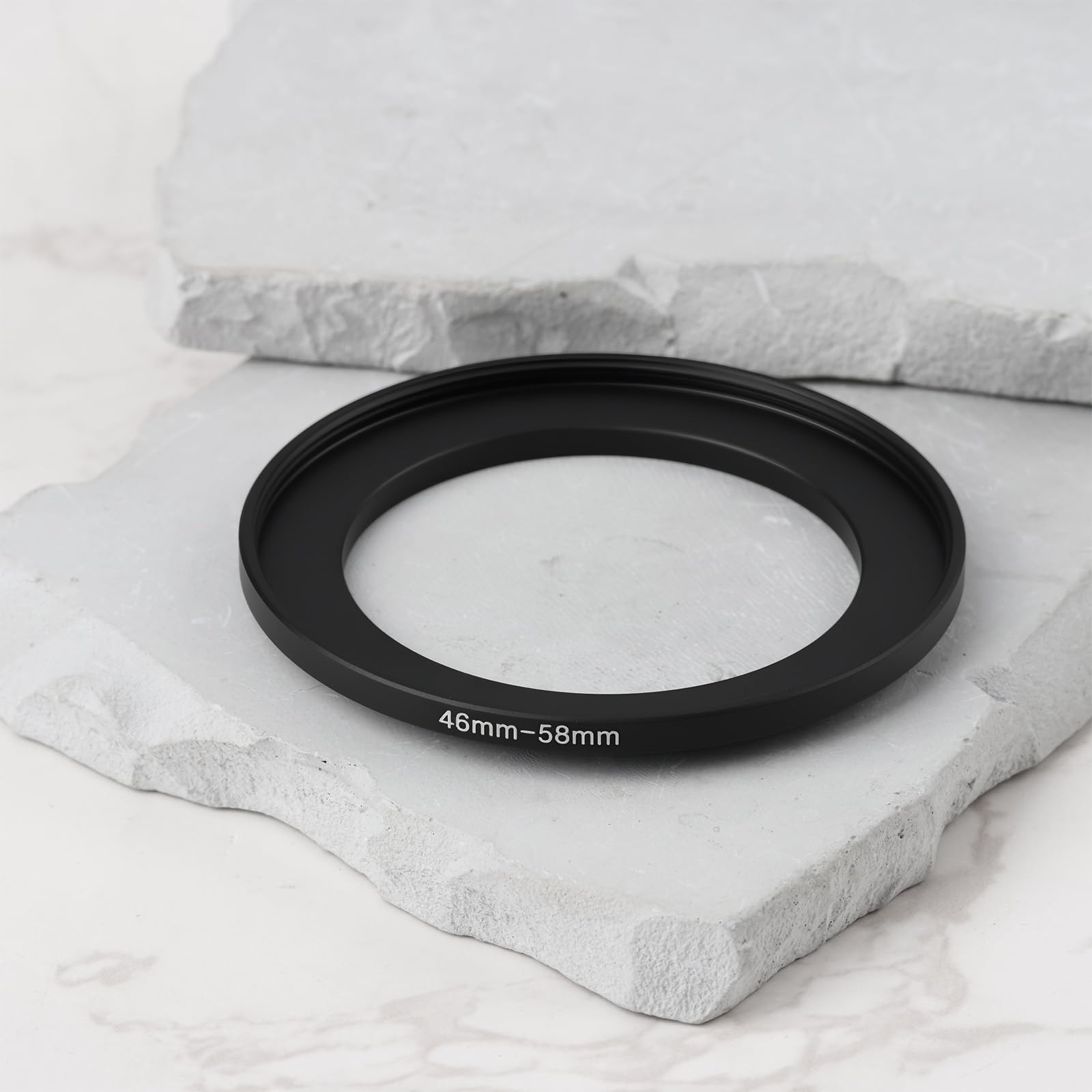Lot de 2 bagues d'adaptation Step Up en alliage d'aluminium 46 mm à 58 mm Filetage 0,75 mm pour filtre d'appareil photo