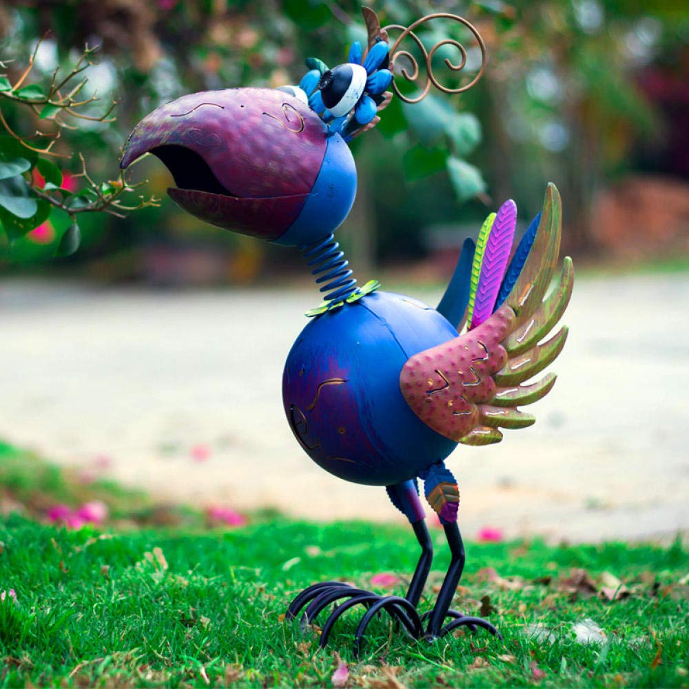 Uccellino Decorativo Da Giardino In Acciaio Inox Effetto Ruggine &ndash; Scultura 19x18,5x17,5 Cm