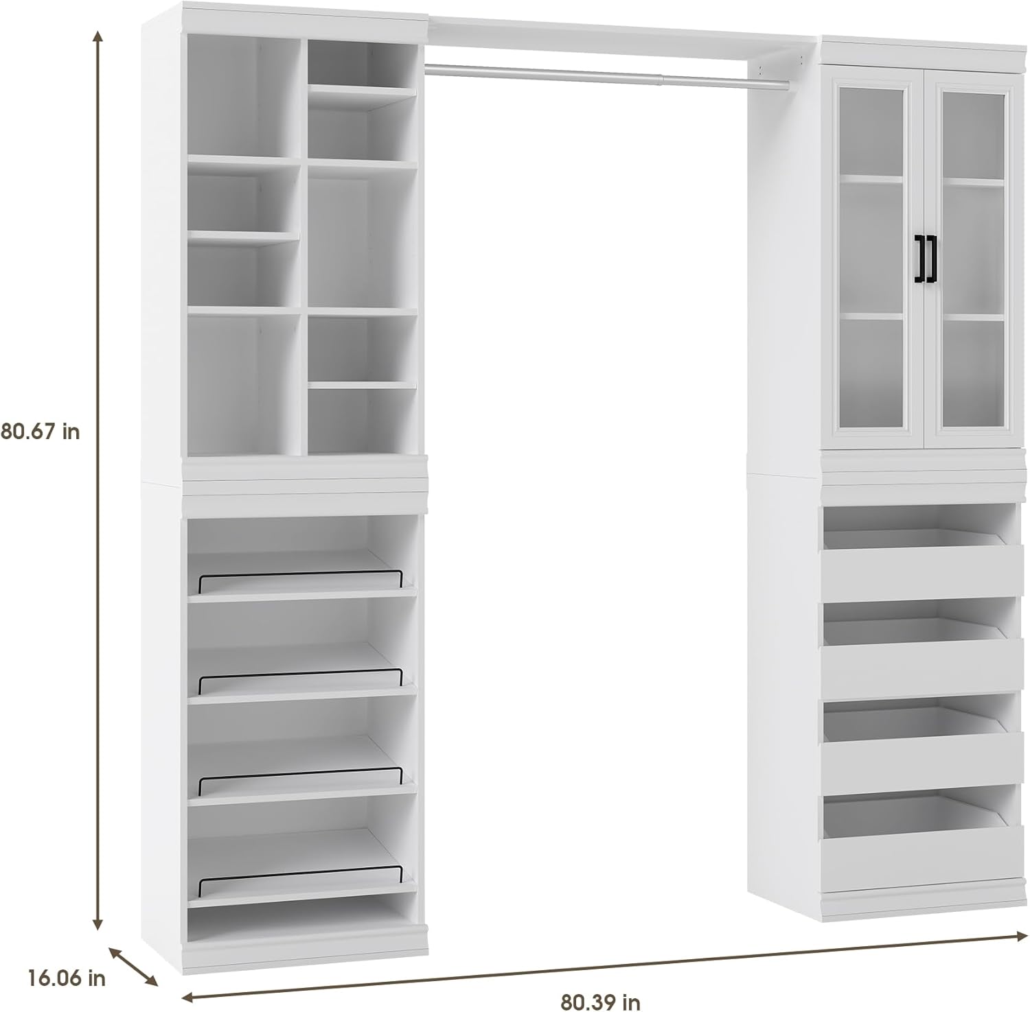 Stackable Modular Walk in Closet Organizer System – 6 Big Cube with 3 Shelves Customizable Storage Space Shelf Bookcase – Customizable DIY Storage Solution Wardrobe Clothes Garment Rack