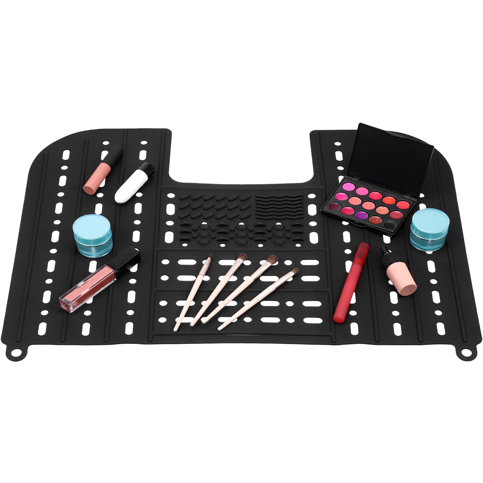 HOLIDYOYO Foldable Sink Cover - Silicone Beauty Makeup Brush Cleaning Mat - Bathroom Sink Cover Silicone Compact Rollable With Hanging Loop And Beauty Makeup Brush Cleaning Mat