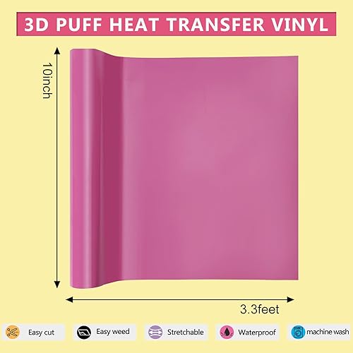 Miniatura 2 de Pawkyjar 3D Puff HTV, 10inch x 3.3feet 3D Puff Heat Transfer Vinyl Roll, Gray 3D Puff Iron On Vinyl for DIY T-Shirt Clothes Bag Pillow Textile