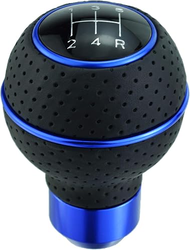 Pomo de palanca de cambios de 5 velocidades, pomo de palanca de cambios de aluminio cubierto de cuero para la mayoría de transmisiones manuales,