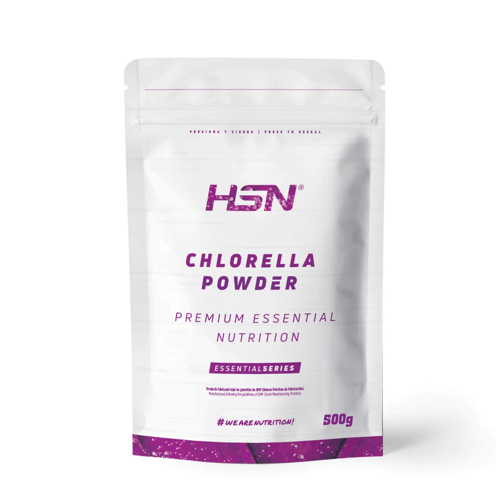 HSN Chlorella en Polvo | 500 g = 167 tomas por envase 100% Pura Alga Chlorella Pyrenoidosa Rica en Clorofila | Fuente de Vitamina B12 + Fibra + Minerales | No-GMO, Vegano, Sin Aditivos, Sin Gluten