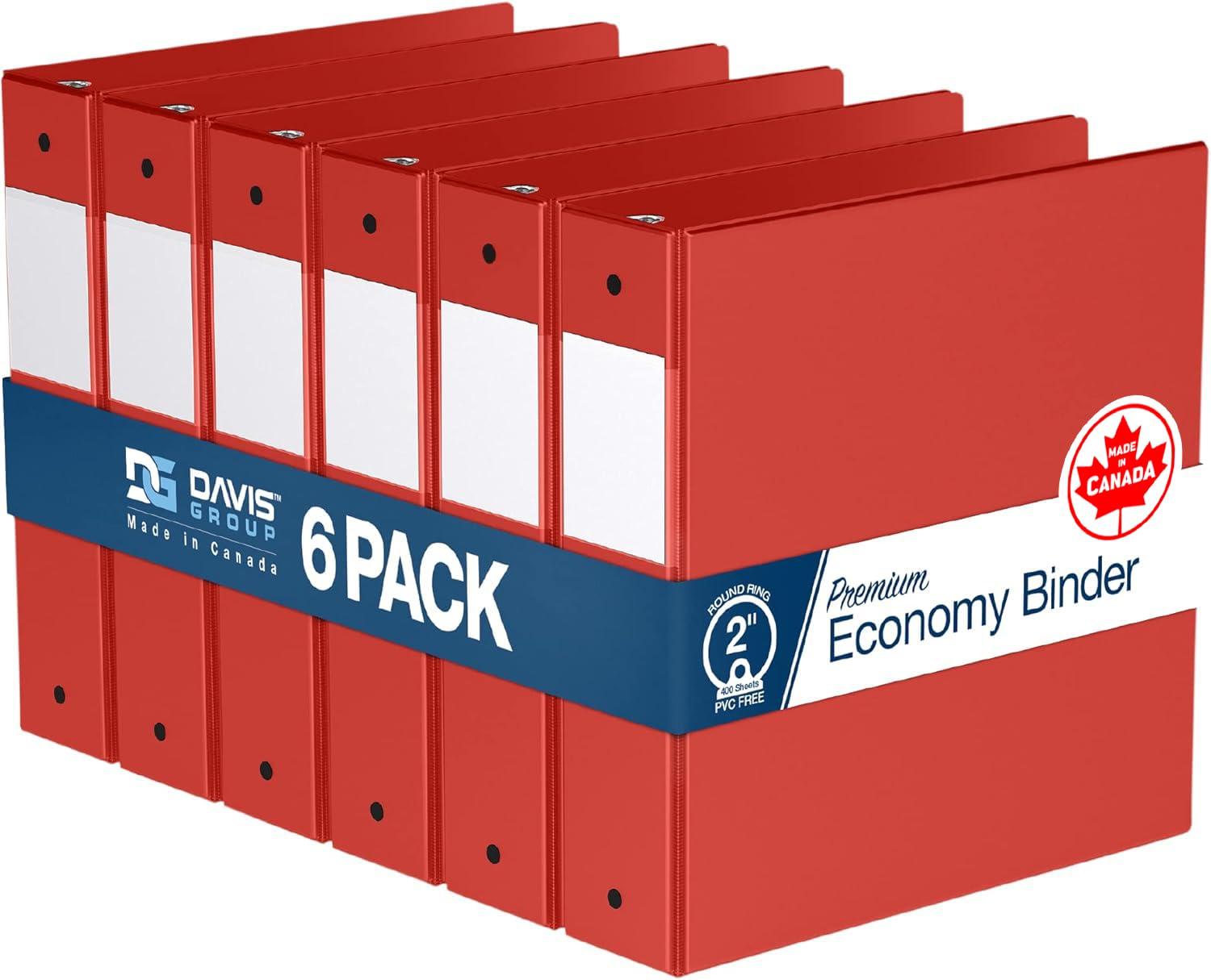 Premium Economy, Round Ring, Binder, 6 Pack (2", Red) — image 1