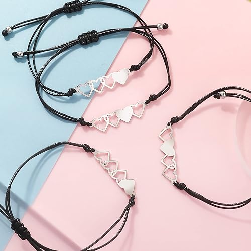 Miniatura 7 de Long tiantian 234 pulseras de amistad para mejor amiga, pulseras de amistad a juego, pulsera de corazón a distancia para 3 mejores amigas, pulseras