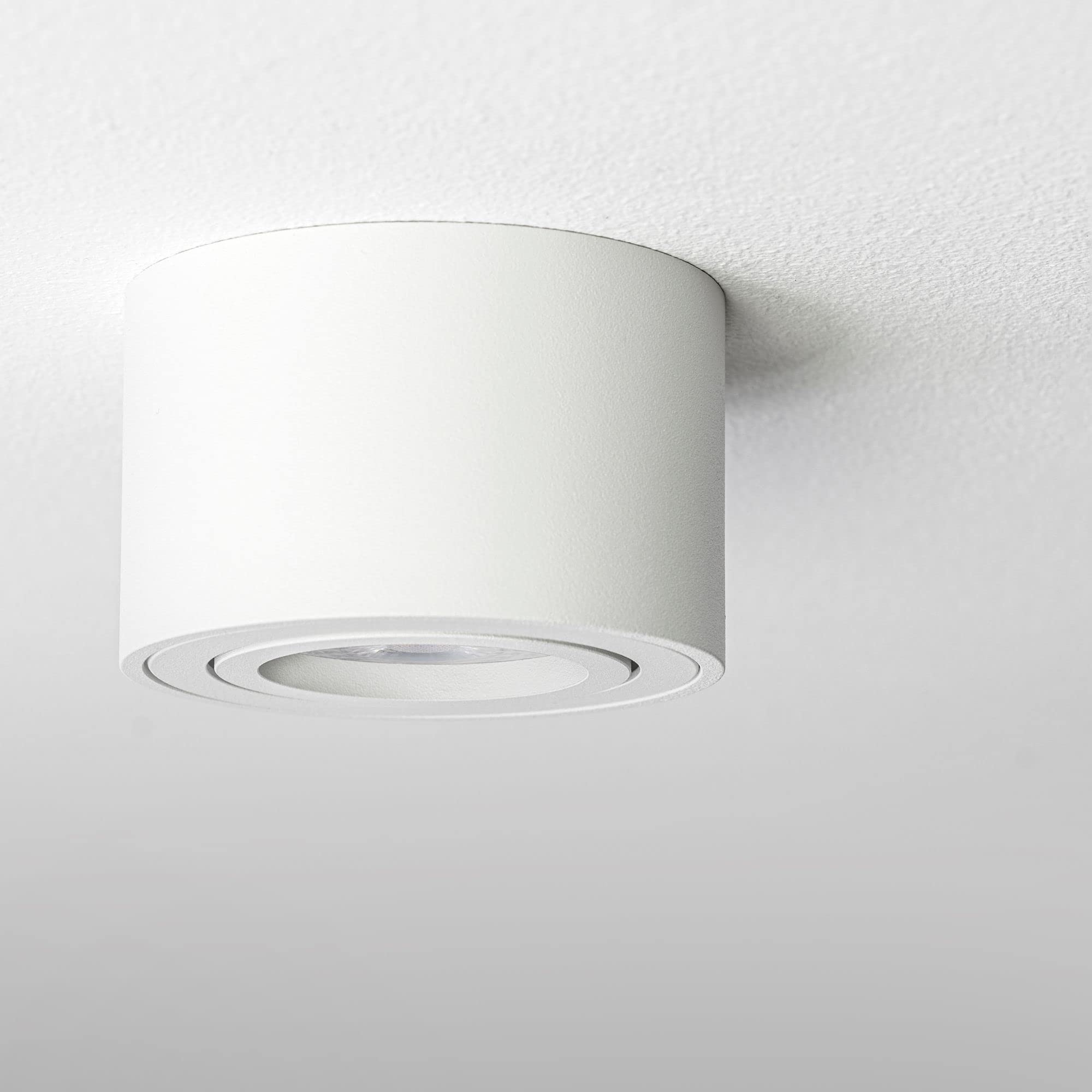 linovum 6 Stück Aufbauleuchte SMOL schwenkbar in weiß matt & rund mit LED 4W warmweiß 230V