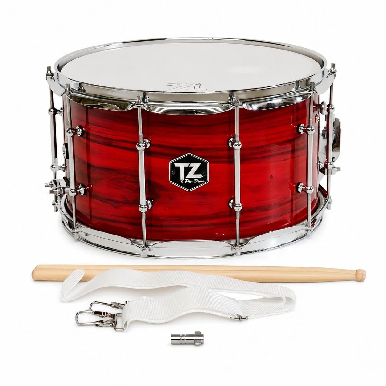Tambor Snare Drum Banda con Correa y Baquetas, Caja Arce para Estudiantes y Músicos