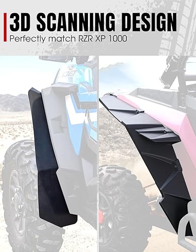 Miniatura 10 de A & UTV PRO Aletas de barro para Polaris RZR 1000 XP, extensiones de guardabarros de alta resistencia, protectores de barro, delanteros y traseros