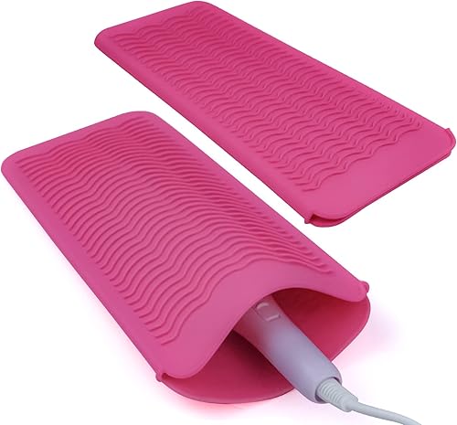EsteraFunda de Silicona Resistente al Calor para Alisadora de Cabello, Rizador, Plancha y Herramientas de Cabello Caliente, 2 Piezas, Rosa