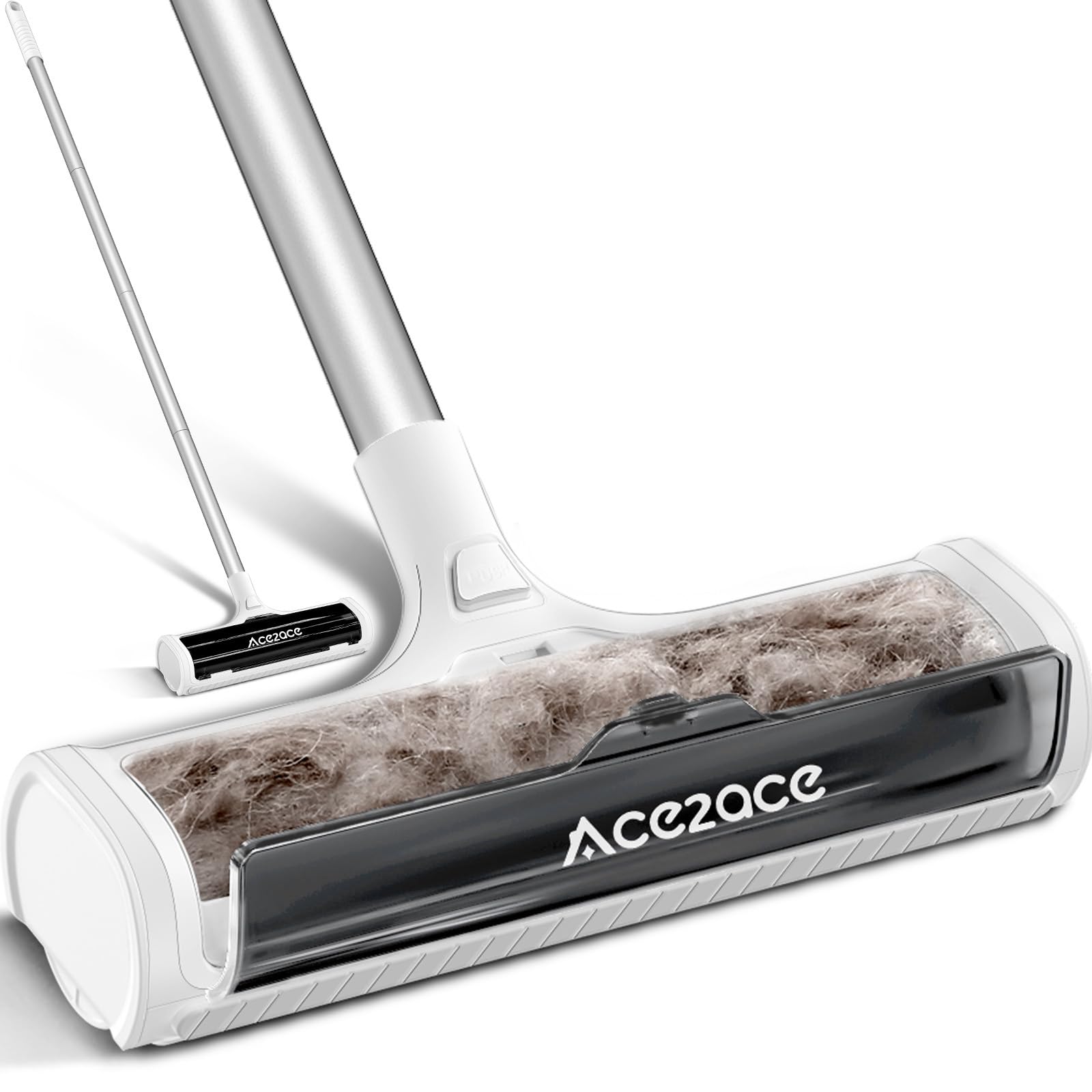 ACE2ACE Teppichrolle für Tierhaare, Teppichbürste Tierhaare, Tierhaarentferner Teppich für Hundehaare and Katzenhaare, kein Bücken, kein Knien, 1,5 m Langer Griff