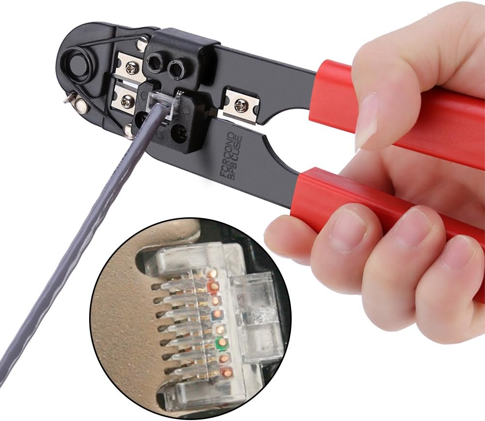 Network Crimping Tool Modular Crimper, high Assurance Networking Wire Tool Kit Cut and Strip Networking Cables Best Use on Stranded Wire only for 8P8C rj45
